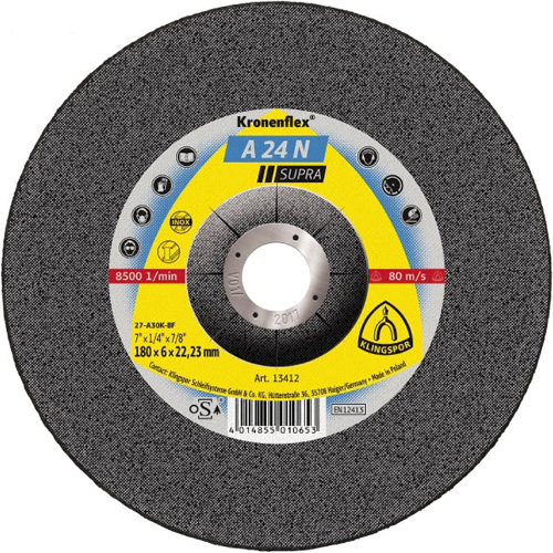 Диск за шлайфане на неръждаема стомана и стомана A24 N Klingspor 125×6 ×22.23mm