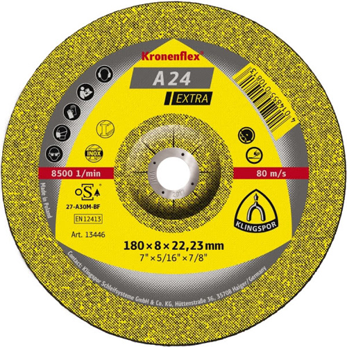 Диск за шлайфане на неръждаема стомана и стомана A24 EX Klingspor 150 × 6 × 22.23 mm Диск за шлайфане на неръждаема стомана и стомана A24 EX Klingspor 150 × 6 × 22.23 mm
